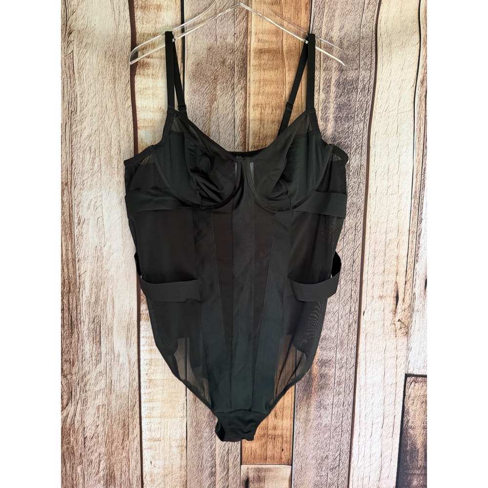 Torrid Strappy Mesh Bodysuit Underwire Sheer Black Lingerie Size 4X 26 NWT‎